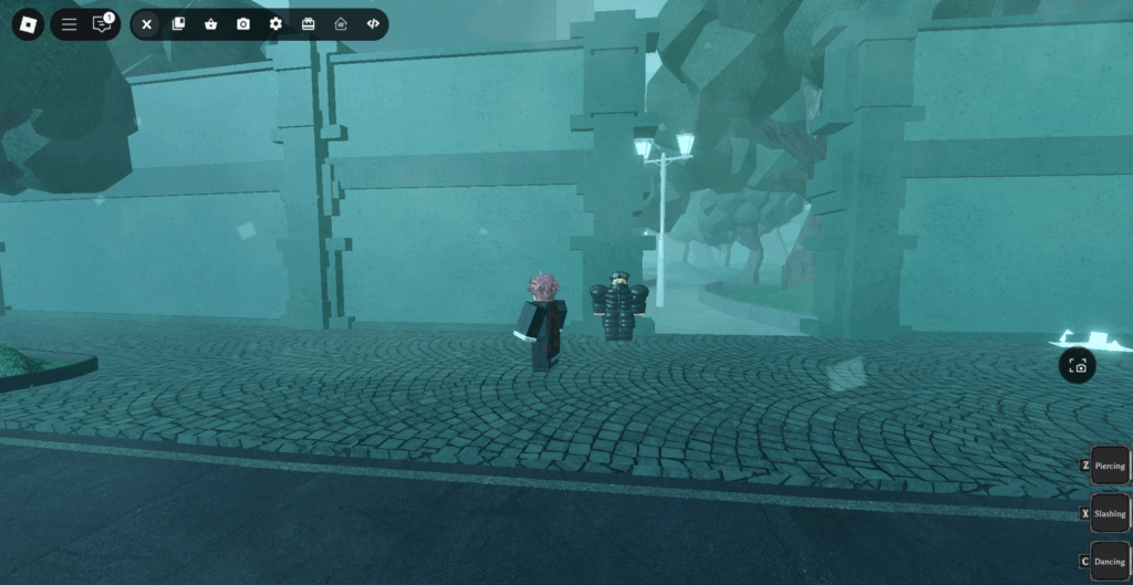 Player standing in front of Fabi Ichine NPC in front of CCG Base in Ghoul://Re