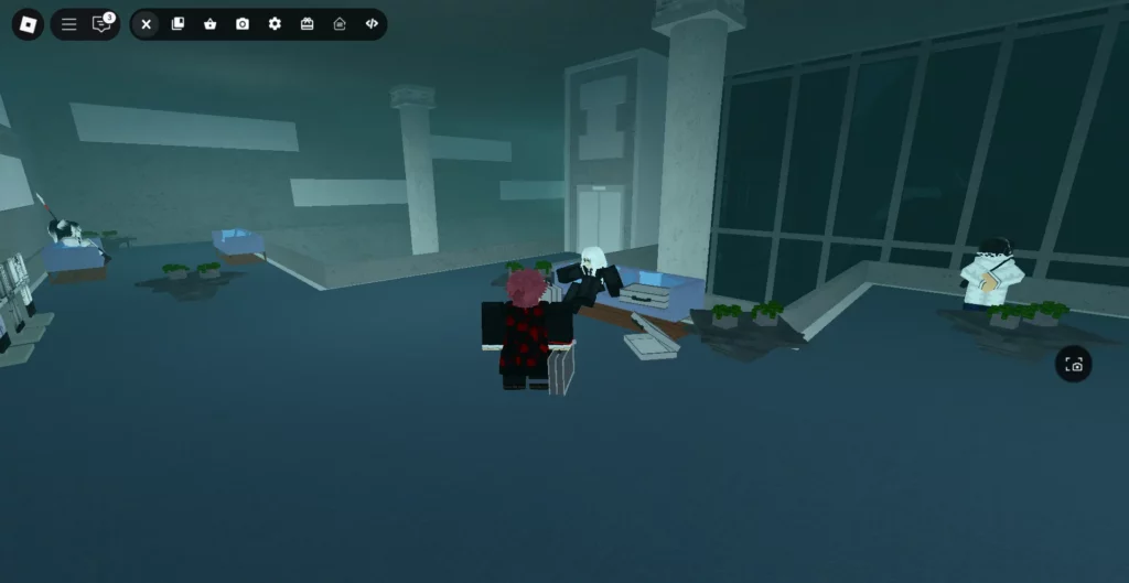 Player on the upper floor of the main floor of the CCG Base in Ghoul://Re
