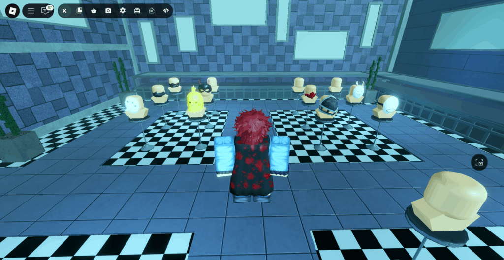 Player looking at masks in Art Studio in Ghoul://Re