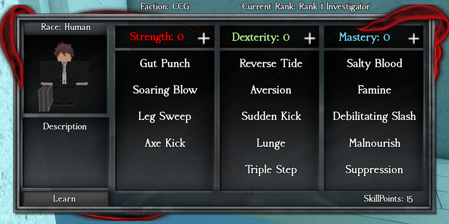 Player interacting with the Skill Tree UI in Ghoul://Re
