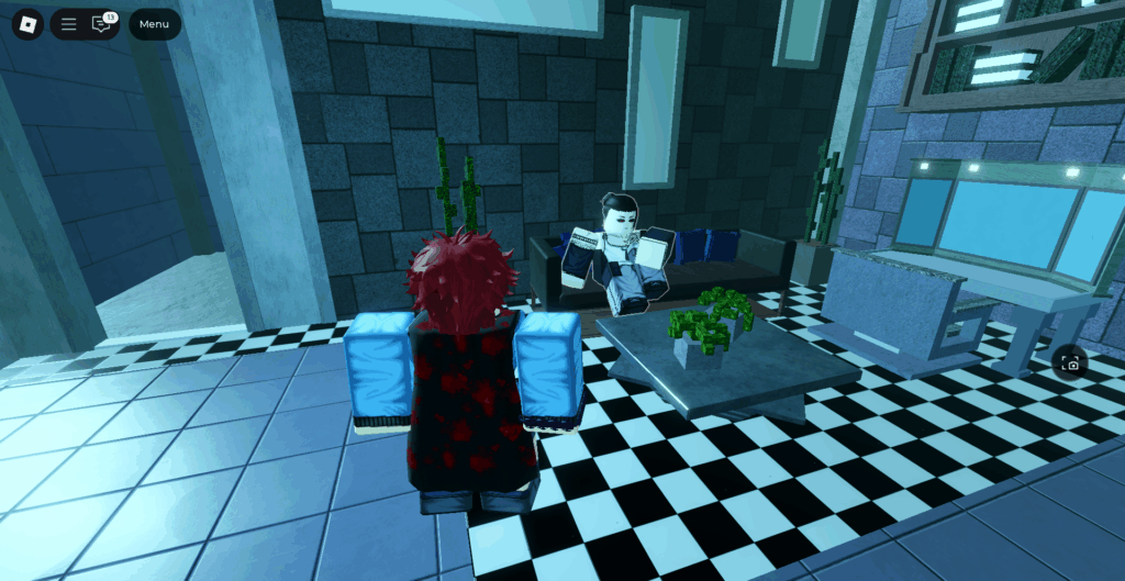 Player standing in front of Uta NPC in Art Studio in Ghoul://Re