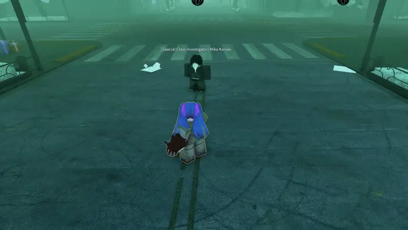 Player performing Yomo v1 thundercleave attack in ghoul://Re