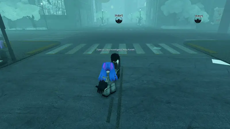 Player performing Yomo v1 roaring thunder attack in ghoul://Re