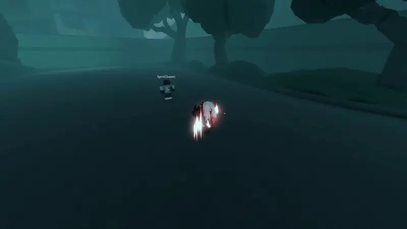 Player performing Yomo v2 thunder cloak variant attack in ghoul://Re