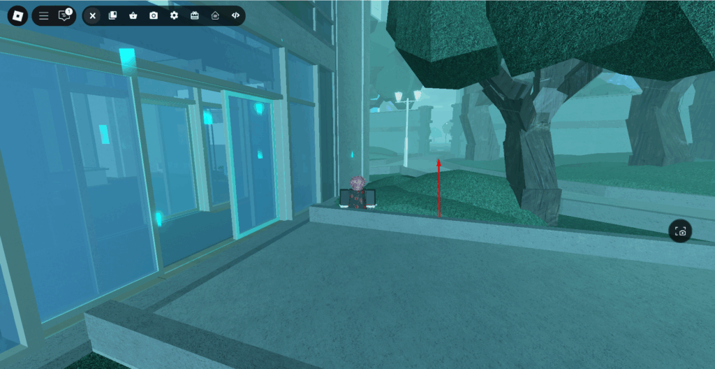 Player looking at the entrance near CCG Base in Ghoul://Re