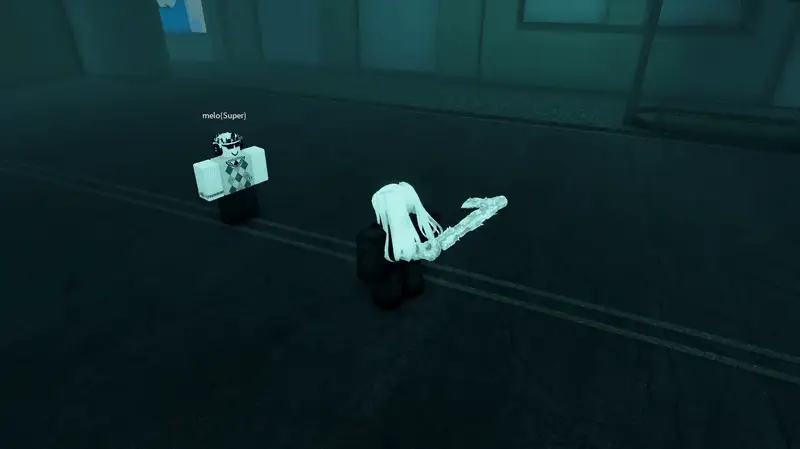 Player performing Bin v1 bloody critical attack in ghoul://Re