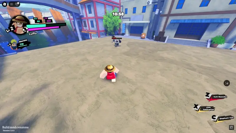 Player performing Luffo's Elephant Gun attack in Anime Saga