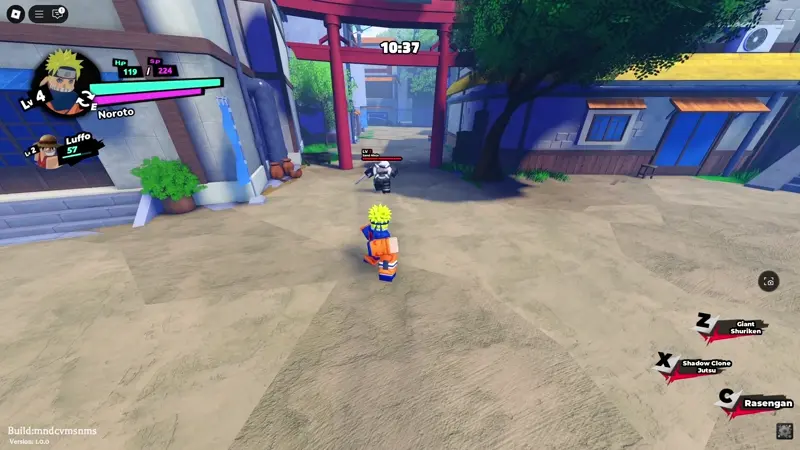 Player performing Noroto's Giant Shuriken attack in Anime Saga