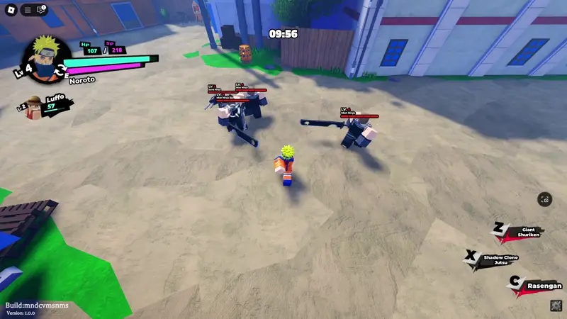 Player performing Noroto's Rasengan attack in Anime Saga