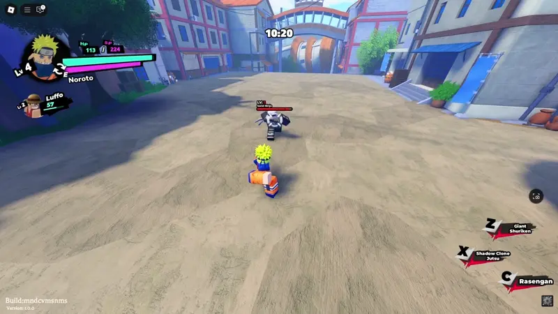 Player performing Noroto's Shadow Clone Jutsu attack in Anime Saga