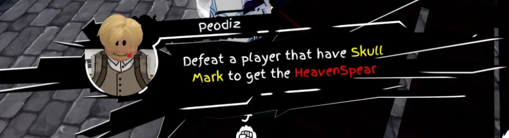 player interacting with peodiz NPC in universal piece