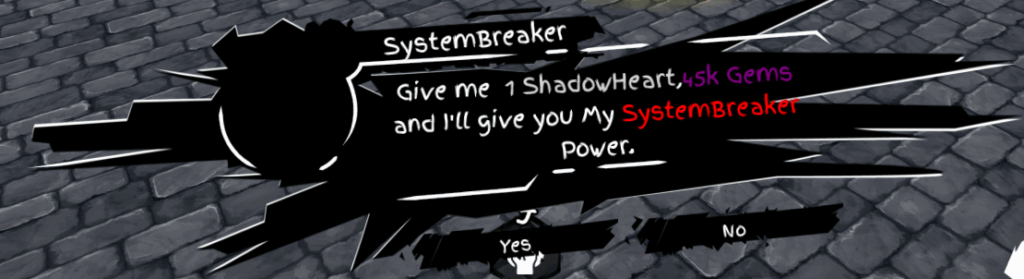 player interacting with system breaker power NPC