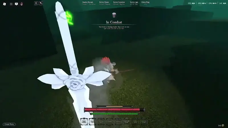 player performing the Spirit Breaker attack from sword saint in heian