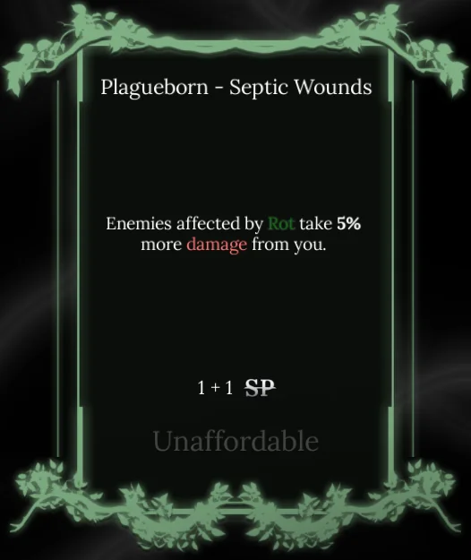 septic wounds node in soul tree absolvement