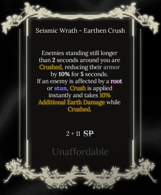 earthen crush node in soul tree absolvement