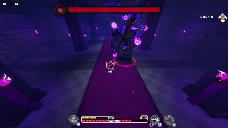 The kingslayer performing the sword Slash attack in pixel blade