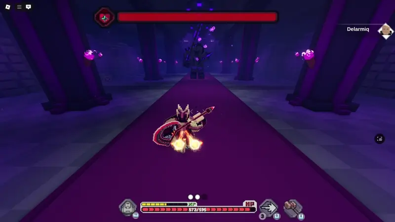 The kingslayer performing the sword throw attack in pixel blade