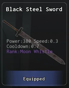 Black steel sword pickaxe in abyss miner