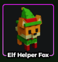 Elf Helper Fox Pet from the Christmas Pet Pack in Roblox game Hunty Zombie during the Christmas Update