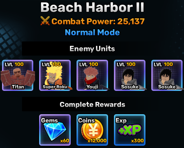 Beach Harbor world stage 2 info in anime story roblox experience