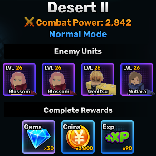 desert world stage 2 info in anime story roblox experience