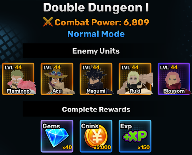 double dungeon world stage 1 info in anime story roblox experience