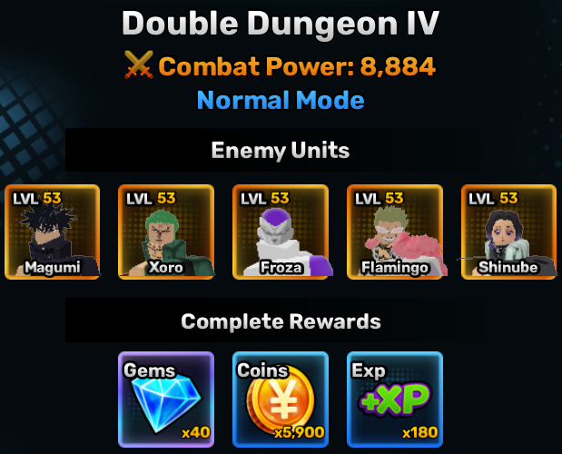 double dungeon world stage 4 info in anime story roblox experience
