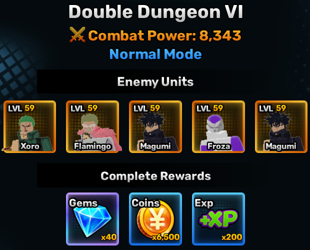 double dungeon world stage 6 info in anime story roblox experience
