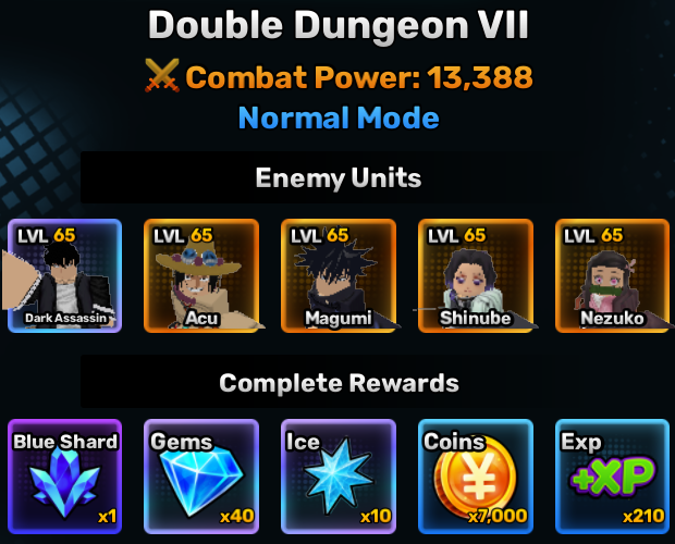 double dungeon world stage 7 info in anime story roblox experience