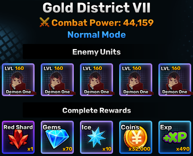 Gold District world stage 7 info in anime story roblox experience