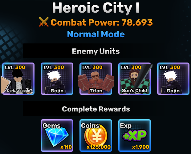 heroic city world stage 1 info in anime story roblox experience