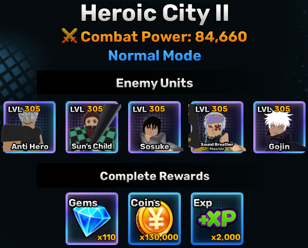 heroic city world stage 2 info in anime story roblox experience