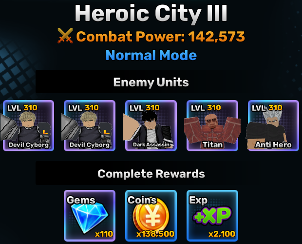 heroic city world stage 3 info in anime story roblox experience
