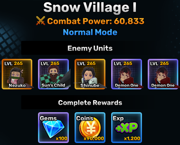 Snow Village world stage 1 info in anime story roblox experience