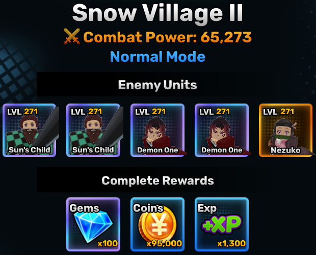 Snow Village world stage 2 info in anime story roblox experience
