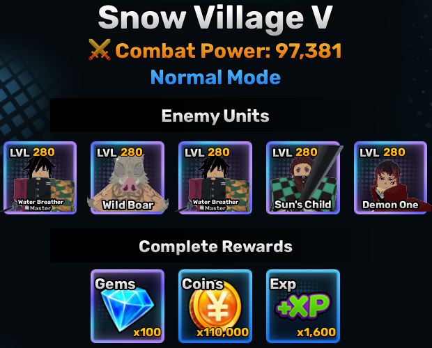 Snow Village world stage 5 info in anime story roblox experience