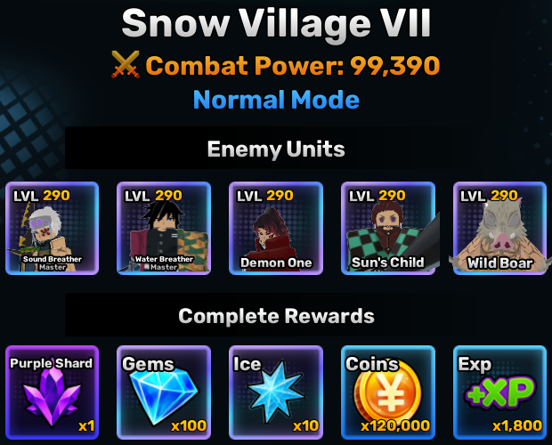 Snow Village world stage 7 info in anime story roblox experience