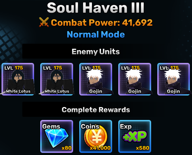 Soul Haven world stage 3 info in anime story roblox experience