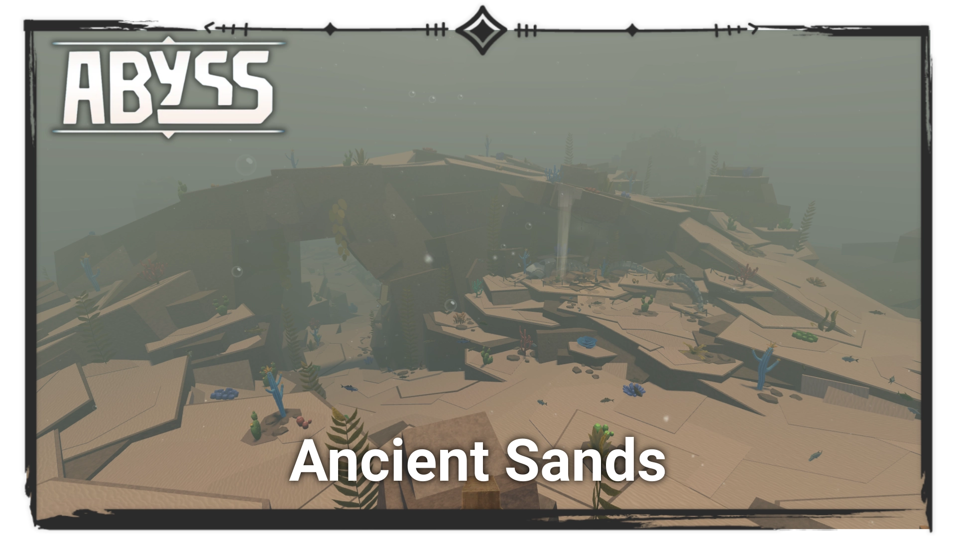 Second location in Abyss on Roblox, the Ancient Sands, where you can meet Marcus, Crazy Jeff, Grumpy Hank, and Suspicious Fisher