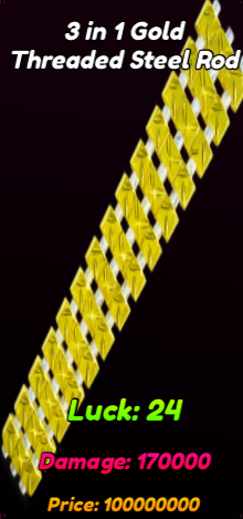 3 in 1 gold threaded steel rod in titan fishing roblox experience