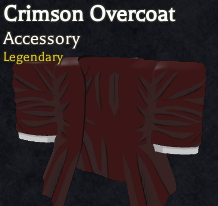 Crimson overcoat accessory in bizarre lineage