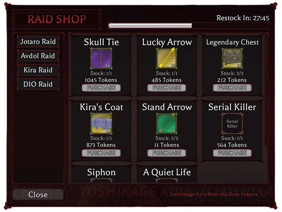 Kira Raid Shop in bizarre lineage roblox experience