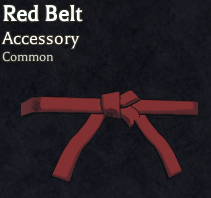 Red belt accessory in bizarre lineage