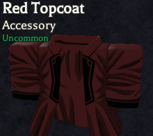 red topcoat accessory in bizarre lineage