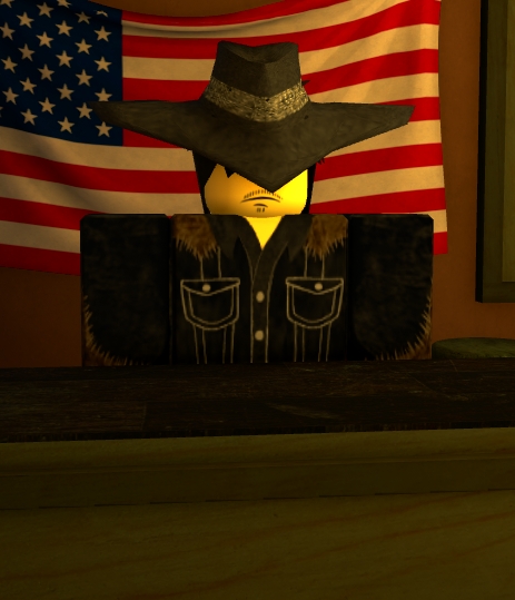 The Gun Store NPC in Bridger: Western Roblox Experience.