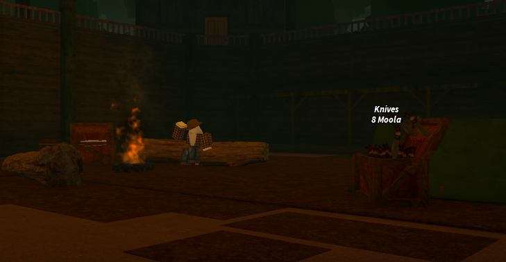 The Outlaw Camp in Bridger: Western Roblox Experience.