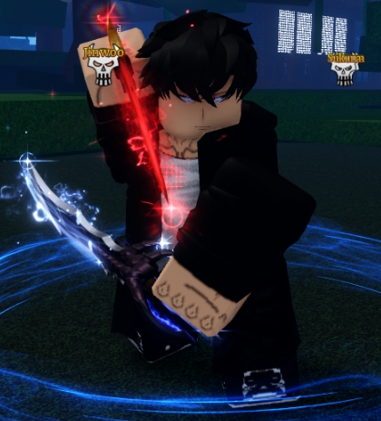 The Jinwoo Sword Trainer NPC on Sailor Island in Sailor Piece Roblox experience.