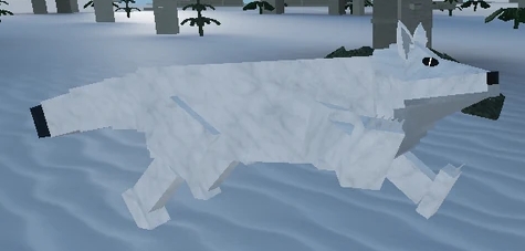 The Snow Wolf Animal in Foresto Roblox Experience.