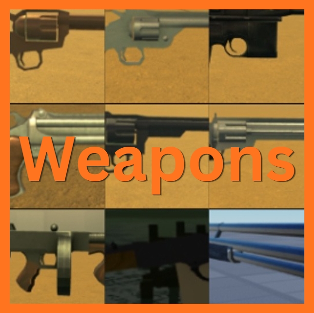 Weapons in Bridger: Western Roblox Experience.