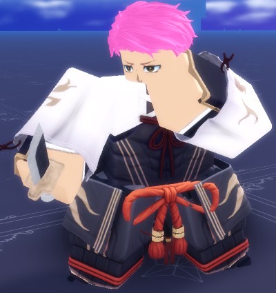 Player wearing one of the bankai outfits in Paradox roblox experience